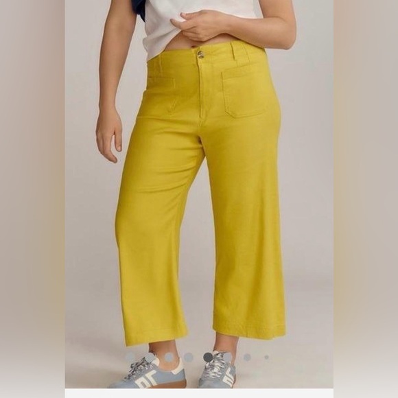 Maeve Pants - Maeve Anthropologie The Collette Cropped Wide Leg Linen blend pants 29 EUC